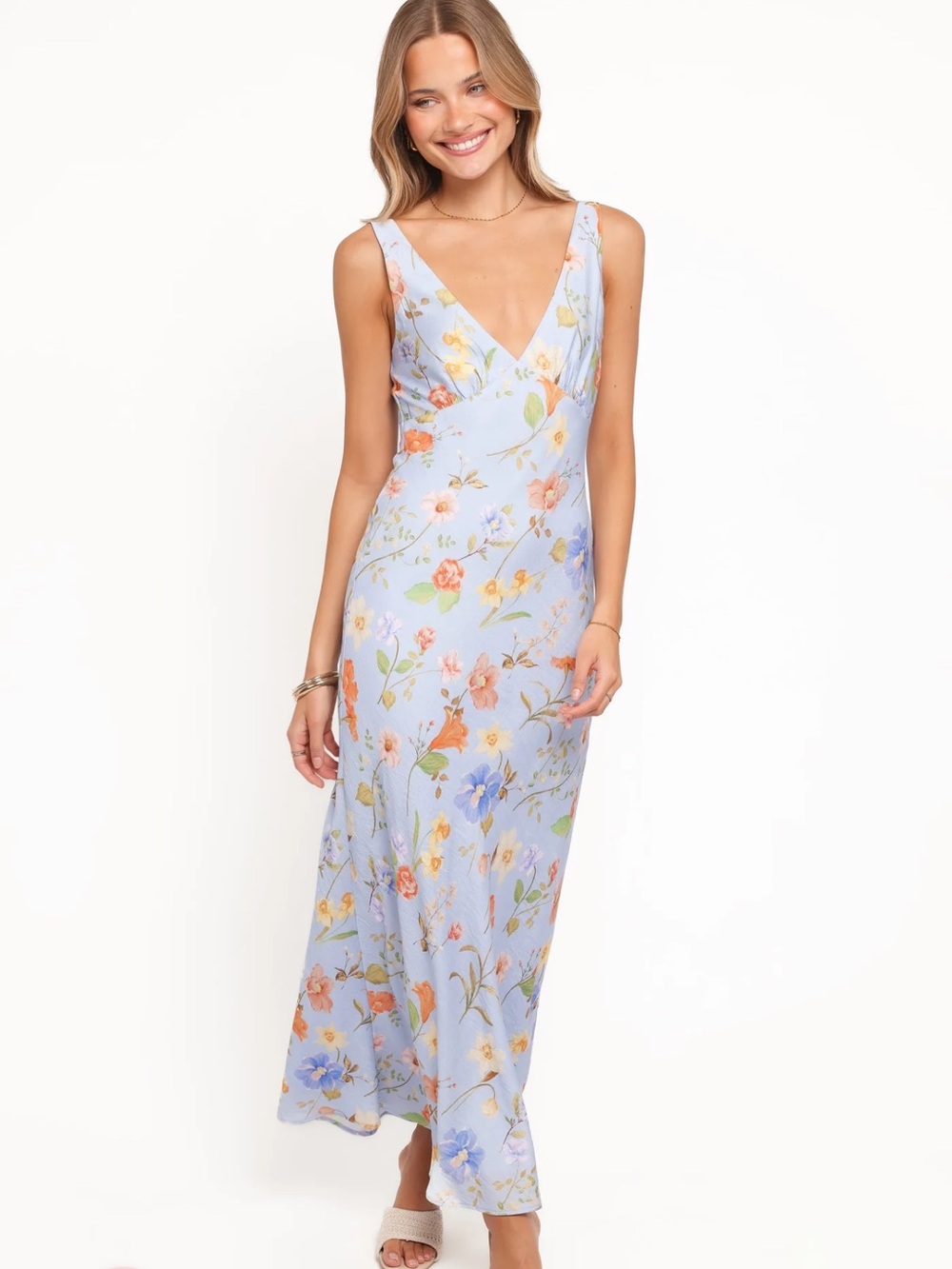 Petal & Pup Powder Blue Floral V-Neck Maxi Dress